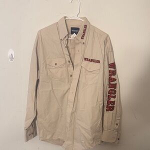 Wrangler Men's Beige Shirt Jacket with Red Accents